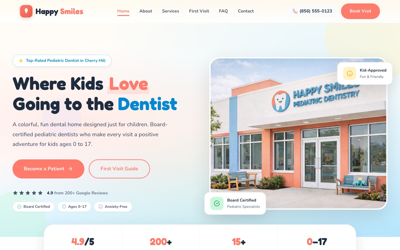 Happy Smiles Pediatric Dentistry website preview
